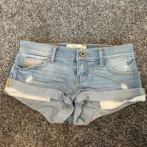 Abercrombie kids light distressed jean shorts